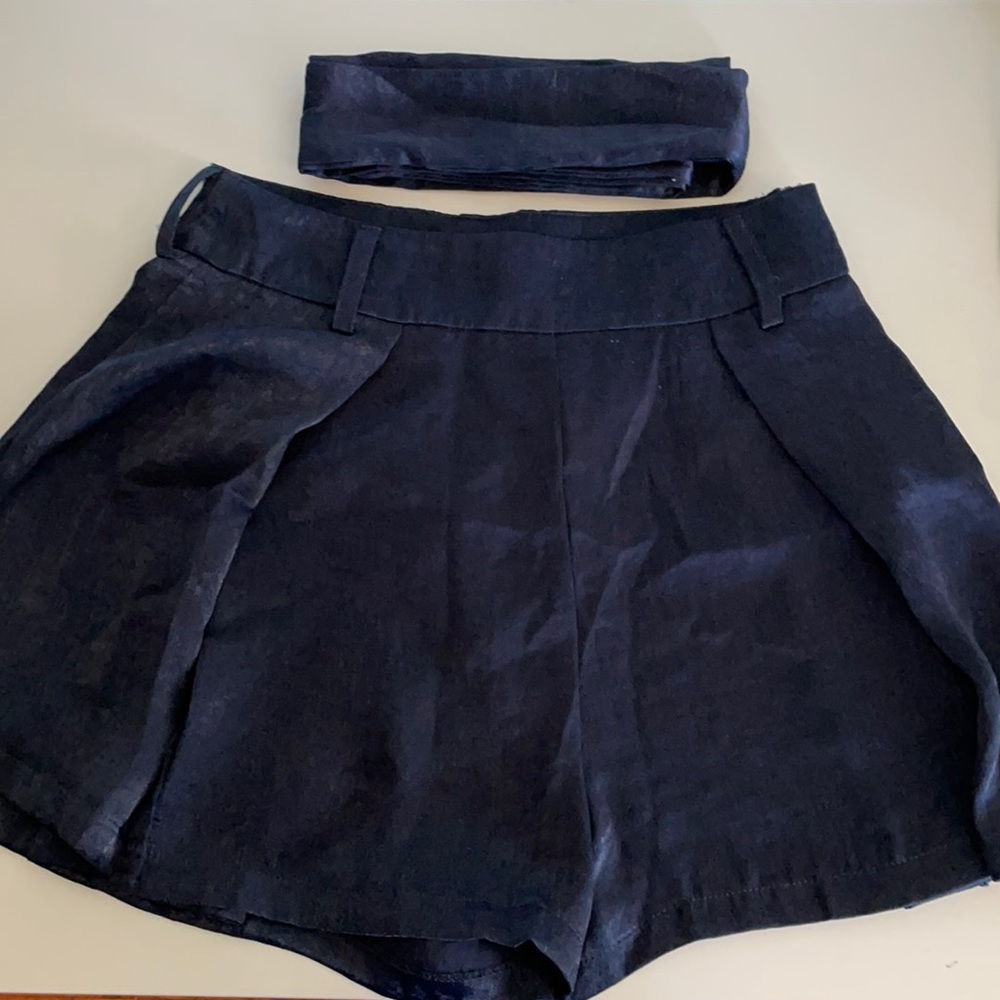 Missguided navy blue silk shorts